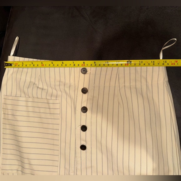 NWT ZARA Beige Vertical Striped Skirt with Single Pocket Double Side Slit Skirt - Picture 12 of 13